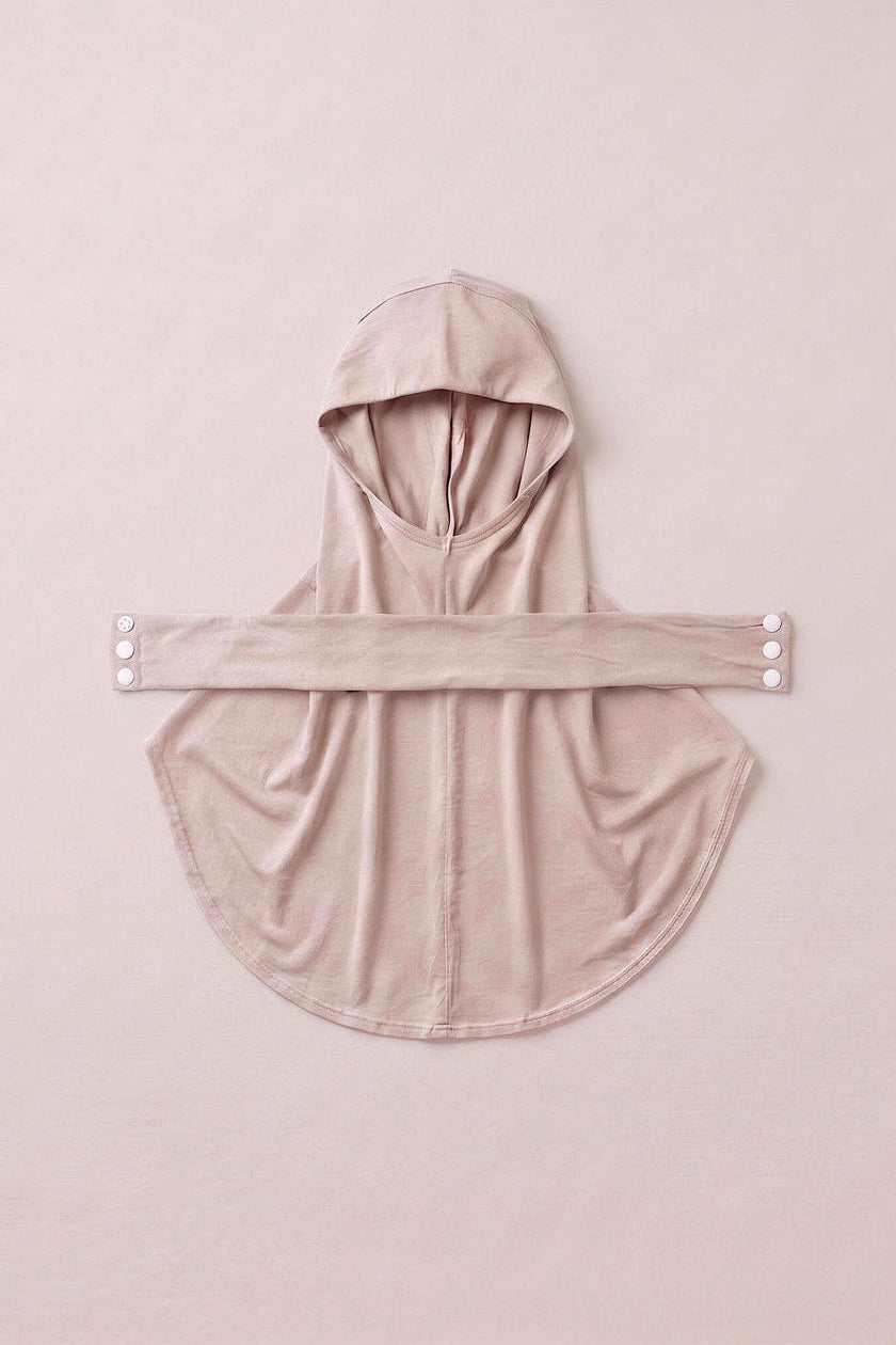Blush adult snap hijab under cap, second view