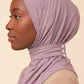 Mauve adult snap hijab under cap
