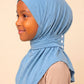 Sky blue children's snap hijab under cap