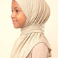 Cream children's snap hijab under cap