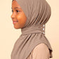 Mocha children's snap hijab under cap