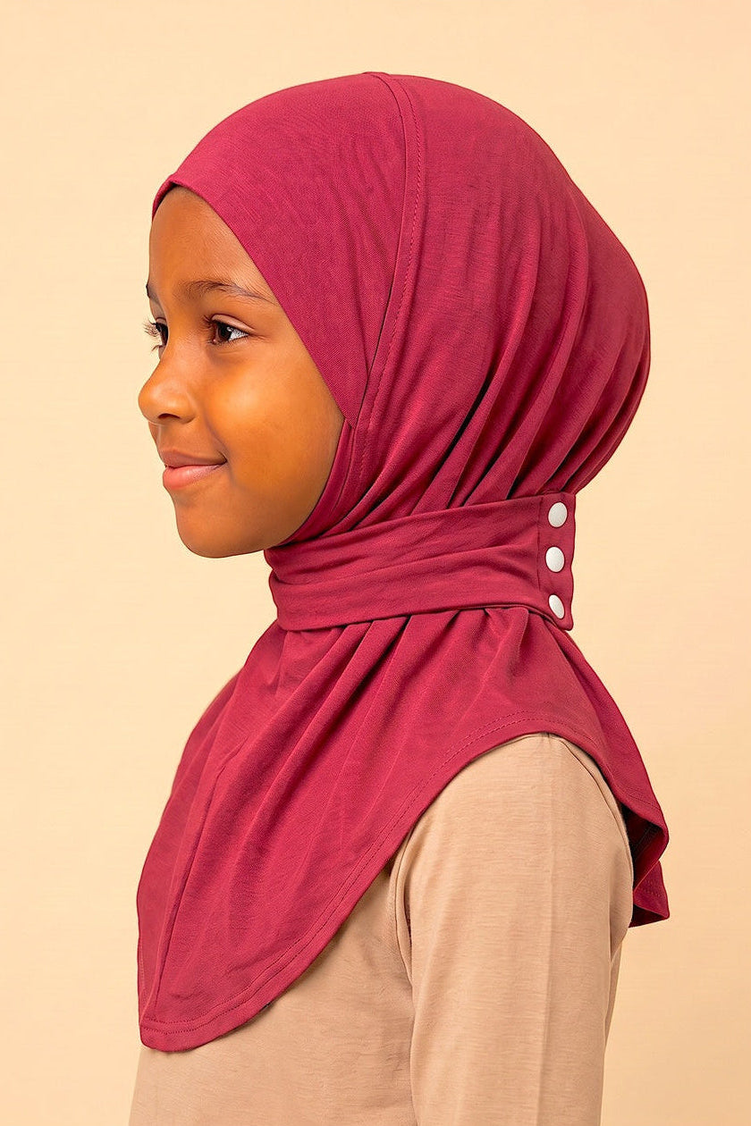 Mulberry children's snap hijab under cap