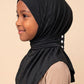 Black children's snap hijab under cap