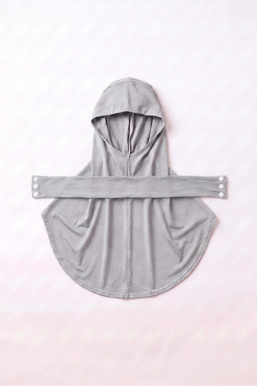 Cloud grey children's snap hijab under cap, second view