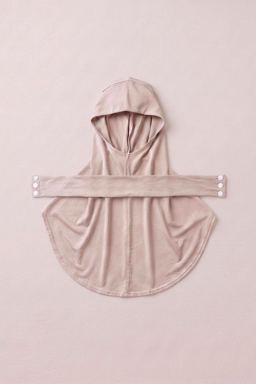 Blush children's snap hijab under cap, second view