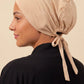 Sand tie back hijab under cap