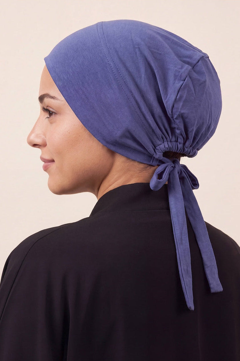 Iris tie back hijab under cap