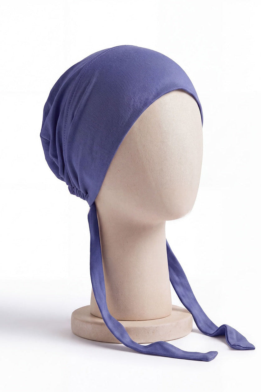 Iris tie back hijab under cap, second view