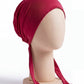 Mulberry tie back hijab under cap, second view