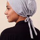 Cloud grey tie back hijab under cap