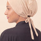 Cream tie back hijab under cap