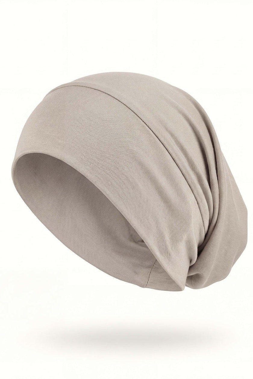 Stone tube hijab under cap, second view