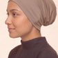 Mocha tube hijab under cap