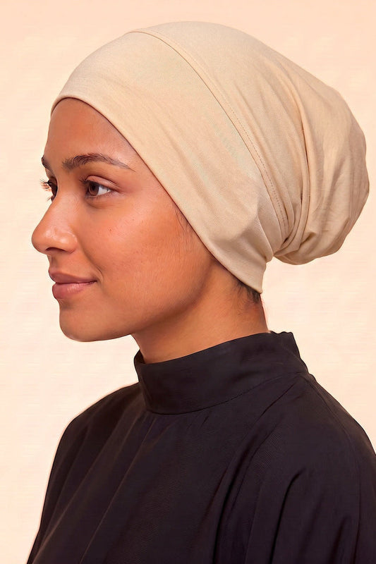 Sand tube hijab under cap