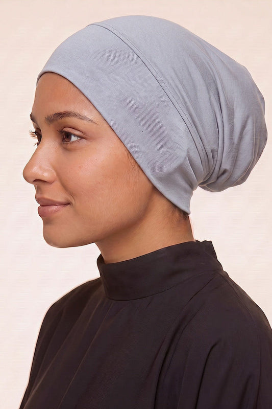 Cloud grey tube hijab under cap