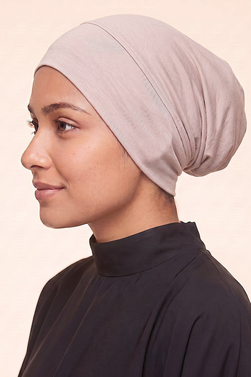 Blush tube hijab under cap