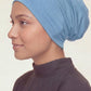 Sky blue tube hijab under cap