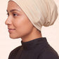 Cream tube hijab under cap