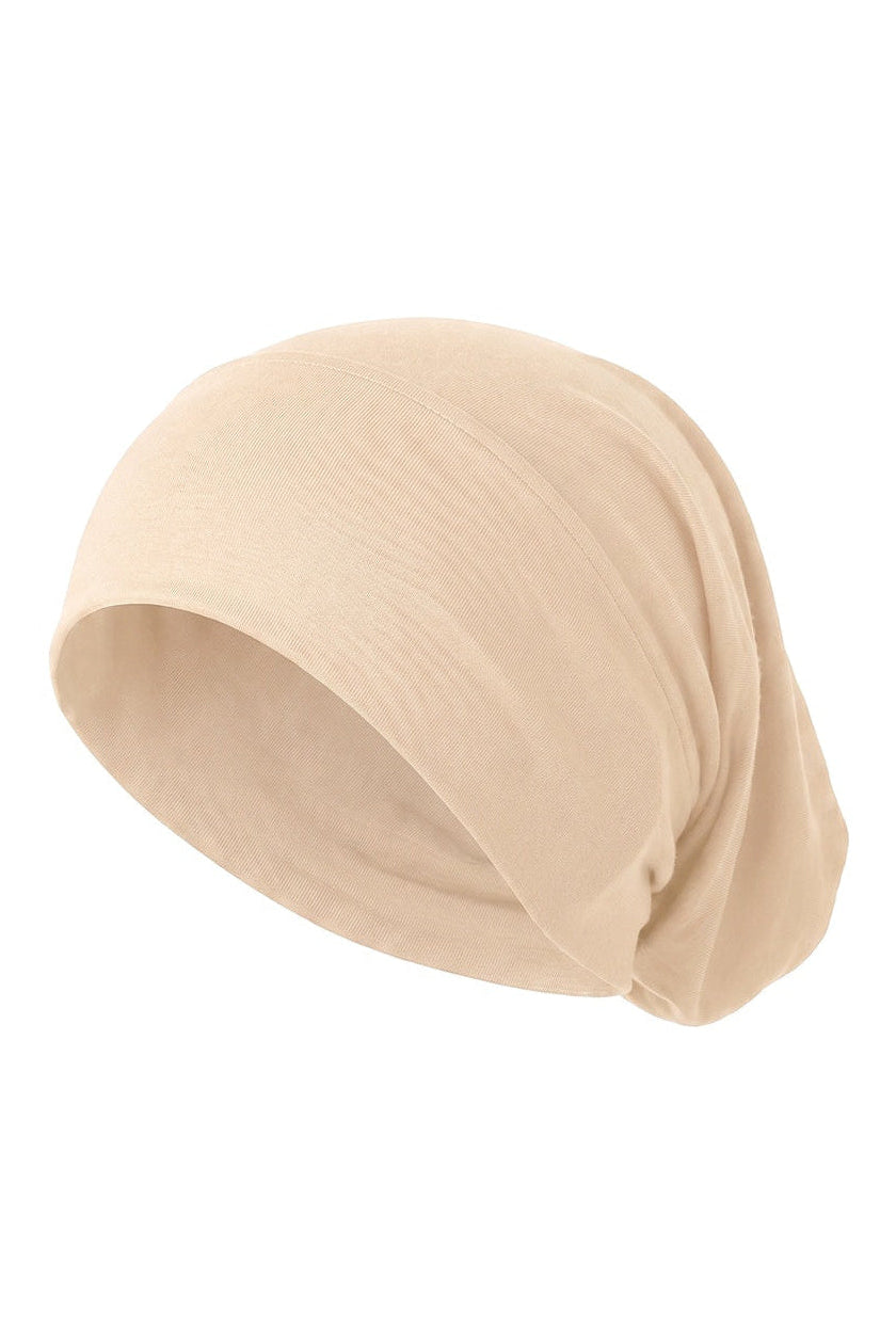 Cream tube hijab under cap, second view