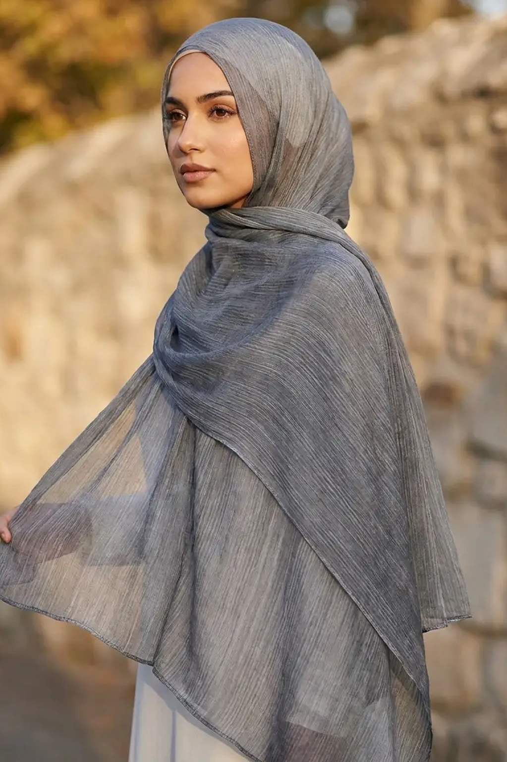Steel Grey Crinkle Edition Thai Modal hijab by Al Emira