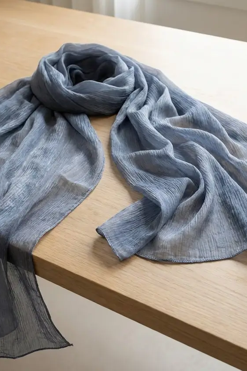 Slate Blue Grey Crinkle Edition hijab, alternate view