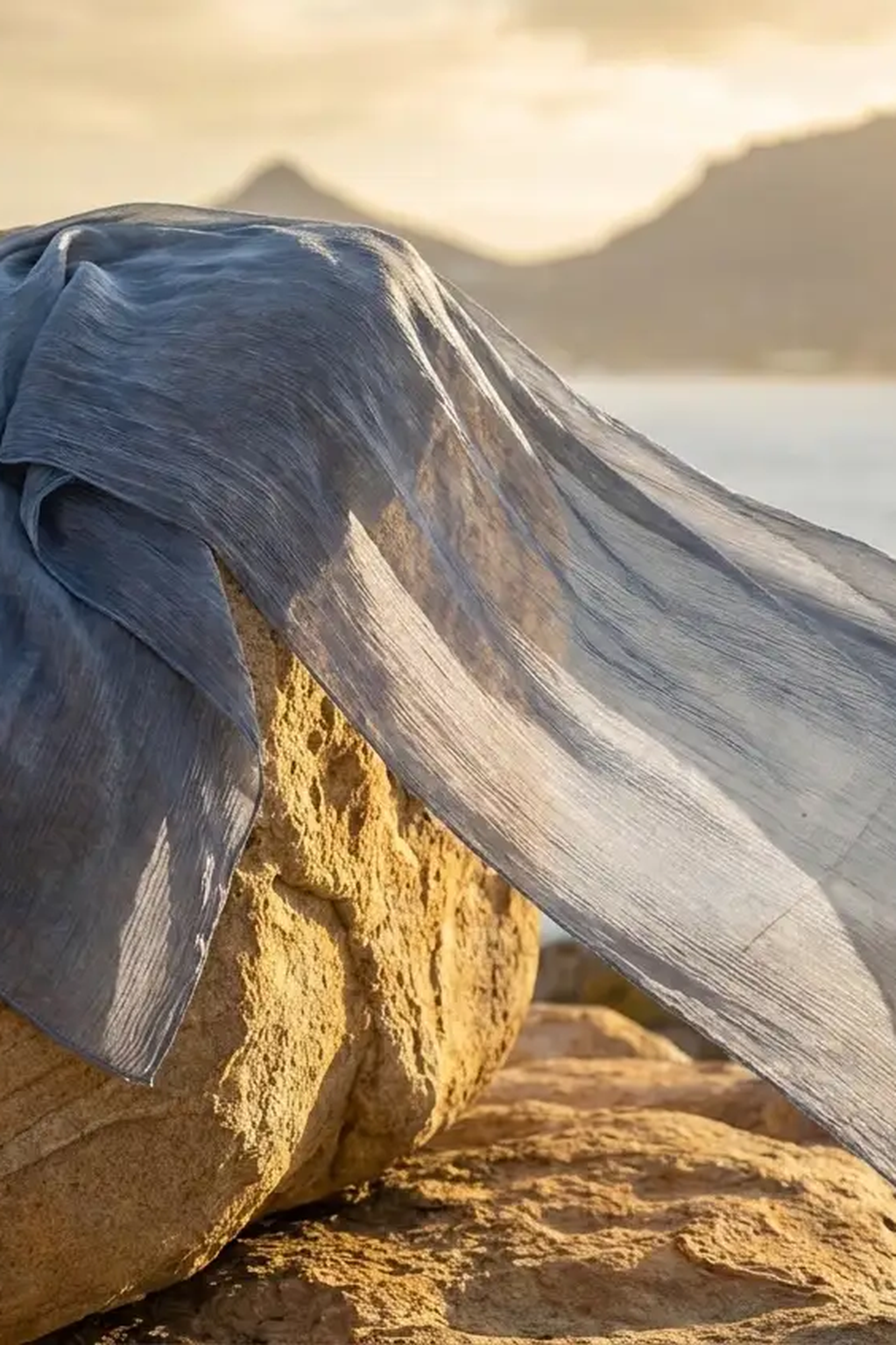 Slate blue grey crinkle modal hijab from Al Emira, additional view