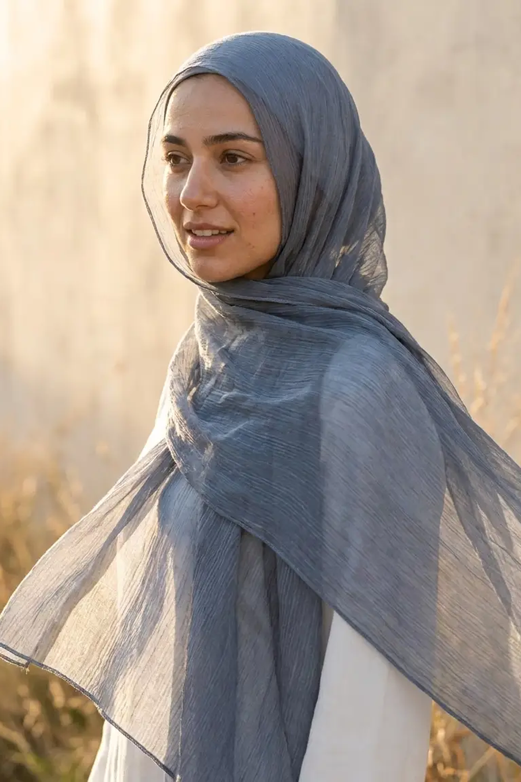 Slate Blue Grey Crinkle Edition Thai Modal hijab by Al Emira