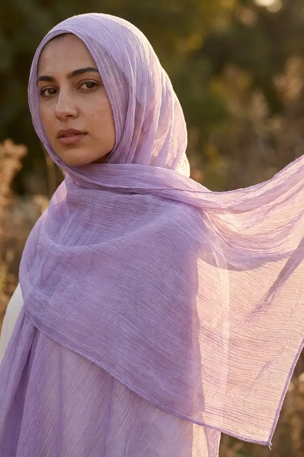 Lavender crinkle textured modal hijab, 190 x 85cm