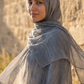 Another view of the Steel Grey Crinkle Edition hijab