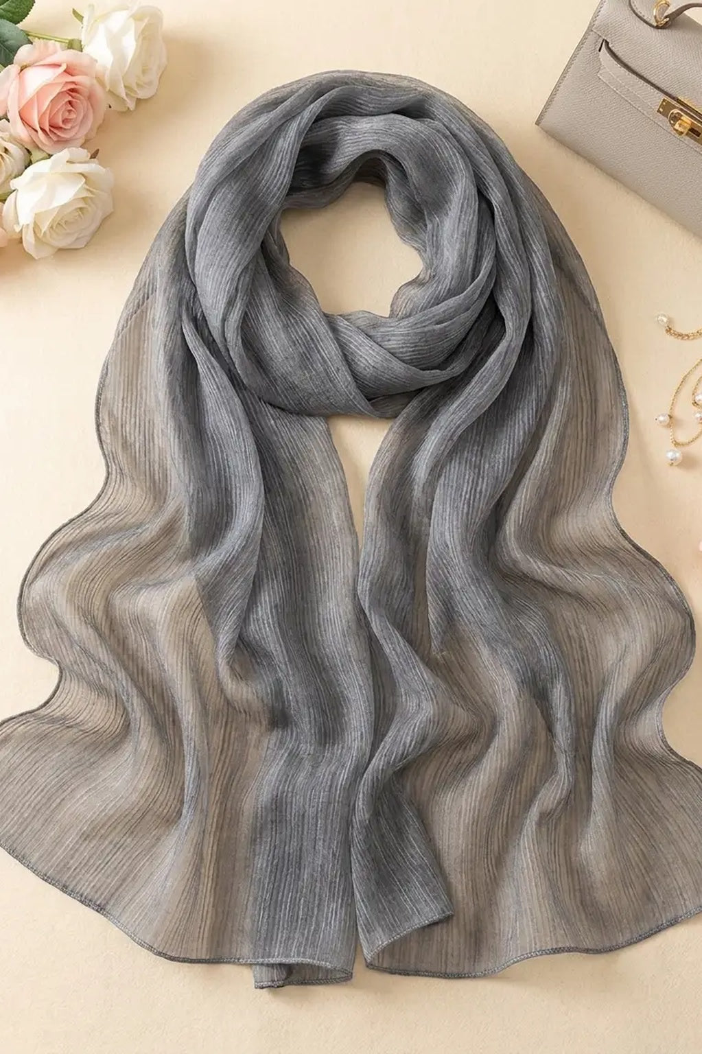 Steel Grey Crinkle Edition hijab, alternate view