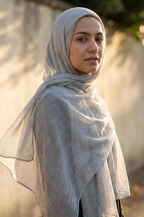 Silver Grey Crinkle Edition Thai Modal hijab by Al Emira