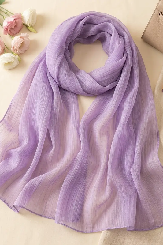 Another view of the Lavender Crinkle Edition hijab