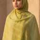 Chartreuse olive dobby textured modal hijab, 190 x 85cm