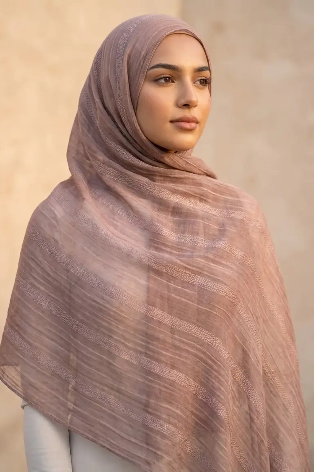 Rosy Taupe Dobby Edition Thai Modal hijab by Al Emira