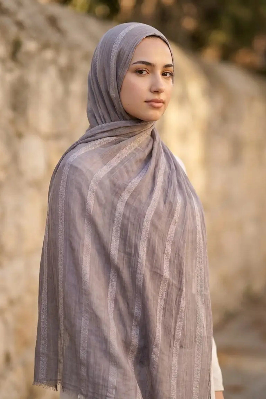 Taupe Grey Dobby Edition Thai Modal hijab by Al Emira