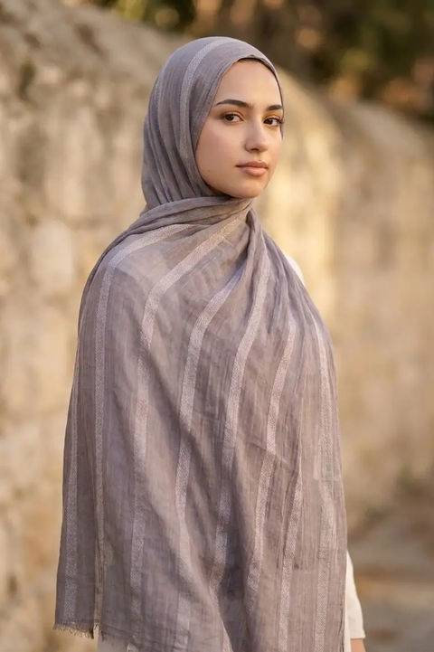 Taupe Grey Dobby Edition Thai Modal hijab by Al Emira