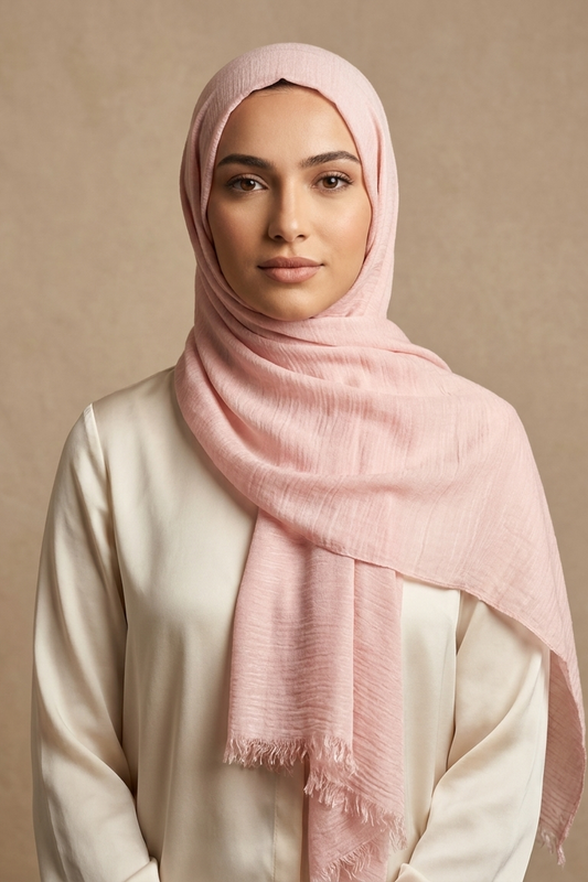 Powder Blush Slub Weave Edition Thai Modal hijab by Al Emira