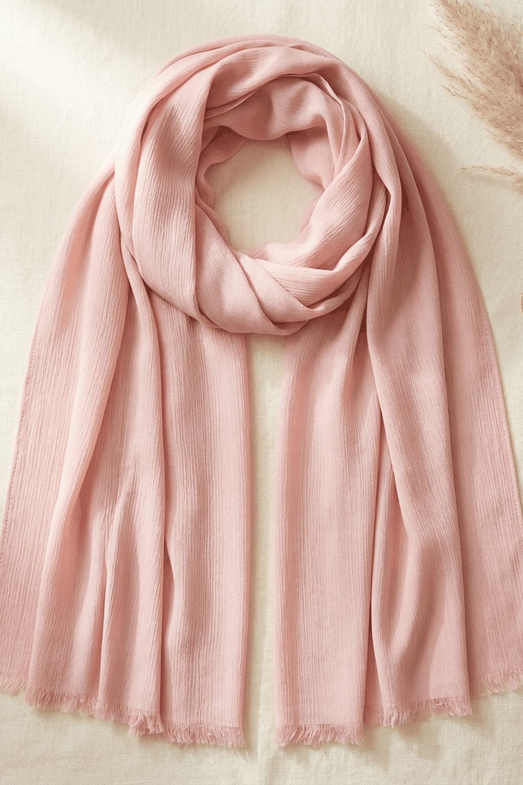 Pale blush pink slub textured modal hijab, 190 x 85cm