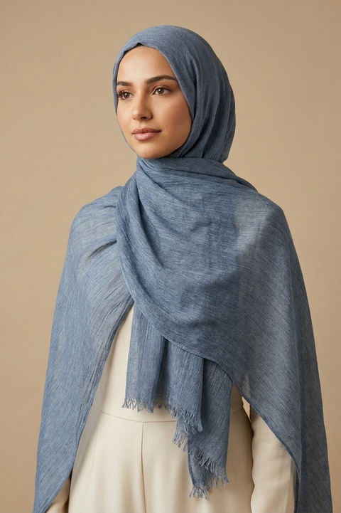 Denim Mist Slub Weave Edition Thai Modal hijab by Al Emira