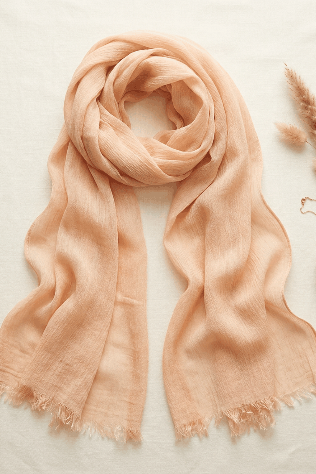 Soft apricot slub textured modal hijab, 190 x 85cm