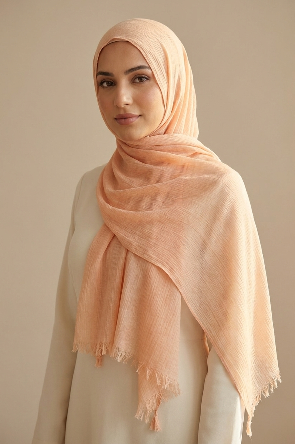 Apricot Veil Slub Weave Edition Thai Modal hijab by Al Emira