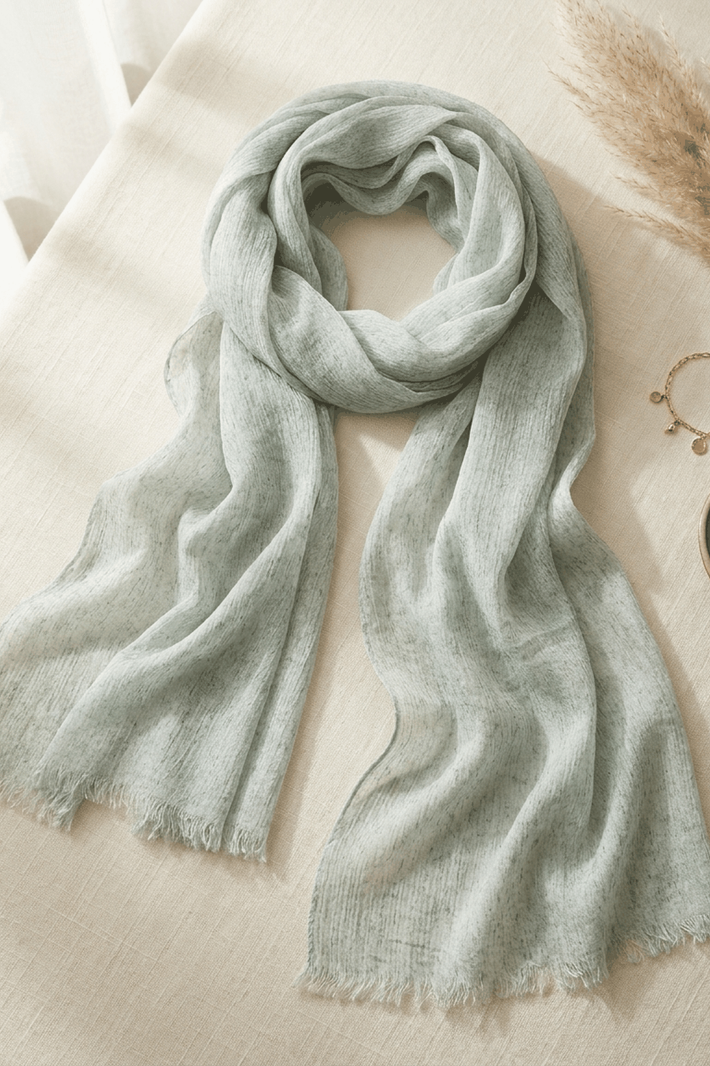 Sage green stonewash speckle modal hijab, 190 x 85cm