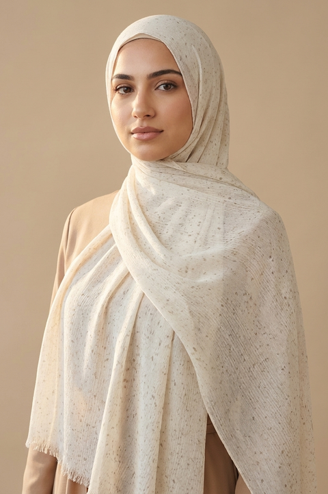 Cream Stonewash Speckle Edition Thai Modal hijab by Al Emira
