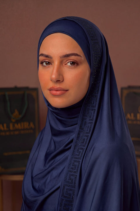 Navy Quincunx Edition liquid jersey hijab by Al Emira