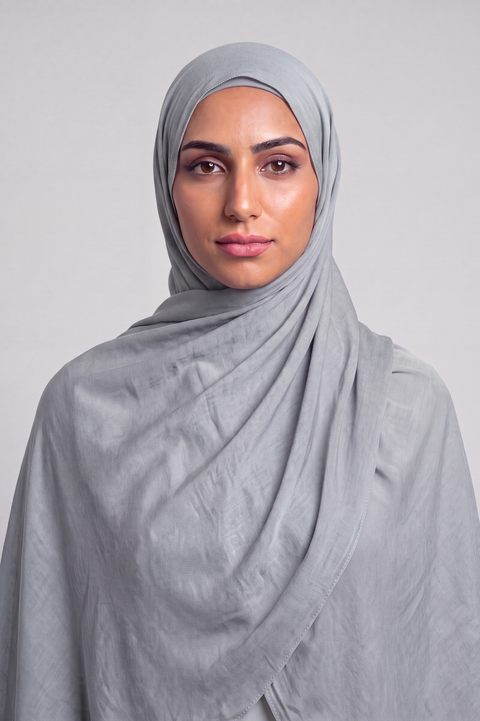 Platinum Blue Single Stitch Thai Modal hijab by Al Emira