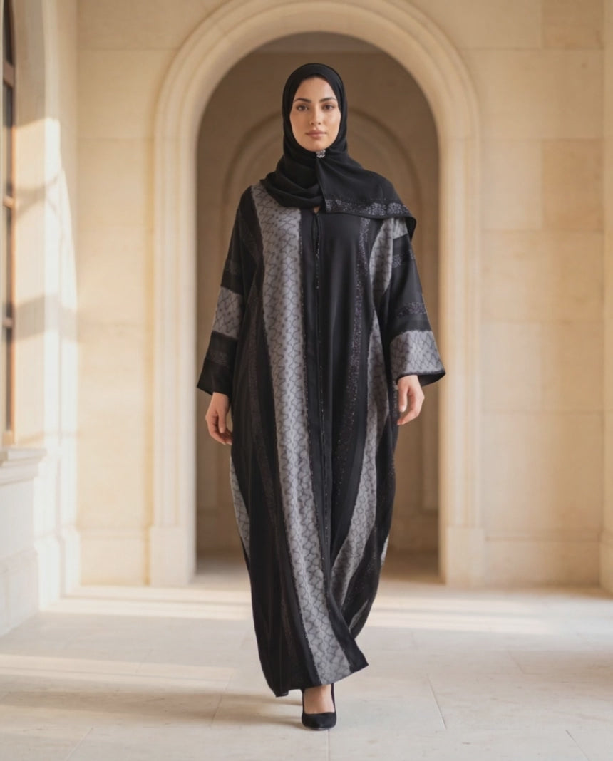 Video of the Mashrabiya abaya in Graphite