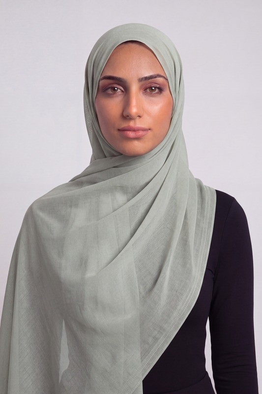Sage Mist Double Stitch Thai Modal hijab by Al Emira
