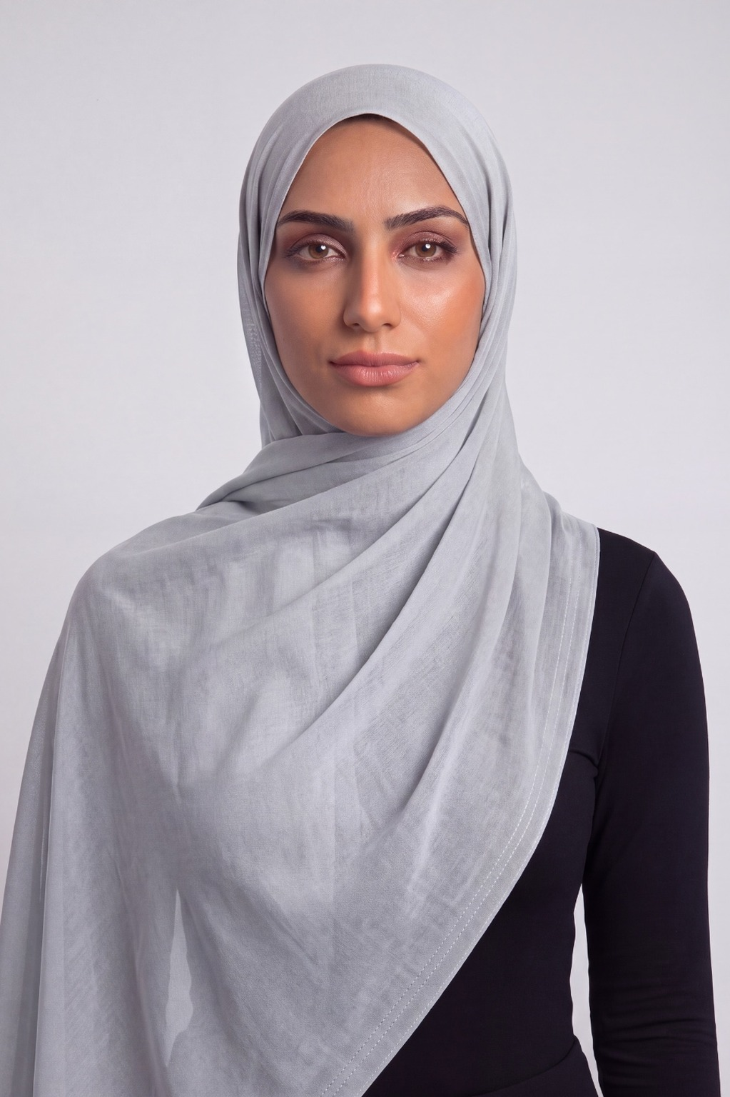 Sea Mist Grey Double Stitch Thai Modal hijab by Al Emira