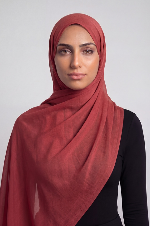 Sultanate Red Double Stitch Thai Modal hijab by Al Emira